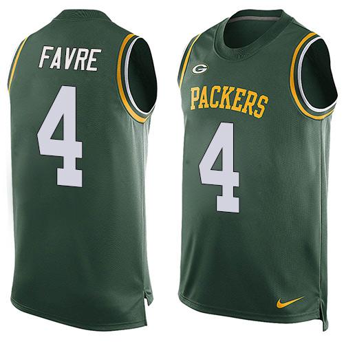 Nike Packers #4 Brett Favre Green Team Color Men's Stitched NFL Limited Tank Top Jersey - Click Image to Close